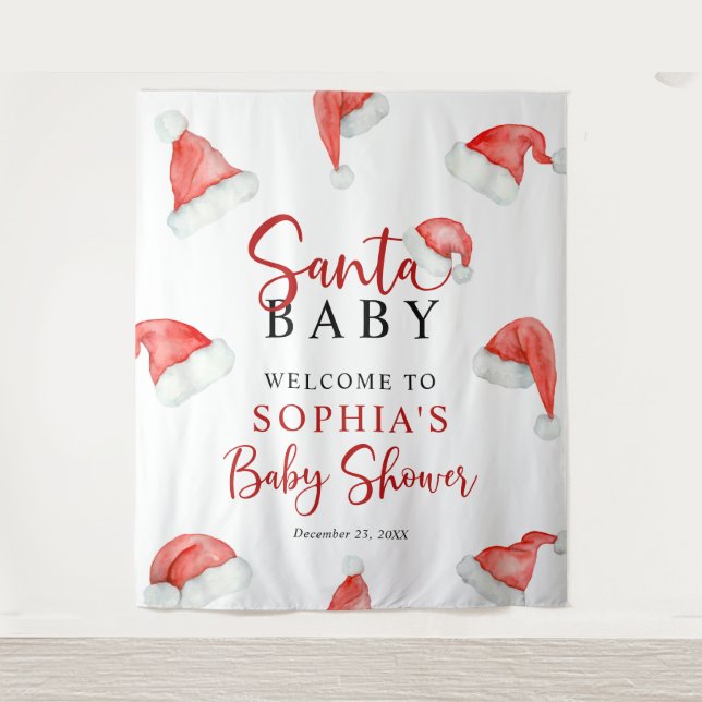 Santa Baby Christmas Baby Shower Tapesty Wandteppich (Vorderseite)