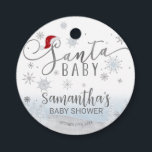 Santa Baby Christmas Boy Baby Dusche Geschenkanhänger<br><div class="desc">Schöne Kalligraphie mit Schneeflocken,  winterbezogene Babydusche. Einfach mit Ihren Daten personalisieren. Karo der Auflistung,  um passende Elemente als Gehäusekarten zu finden.</div>