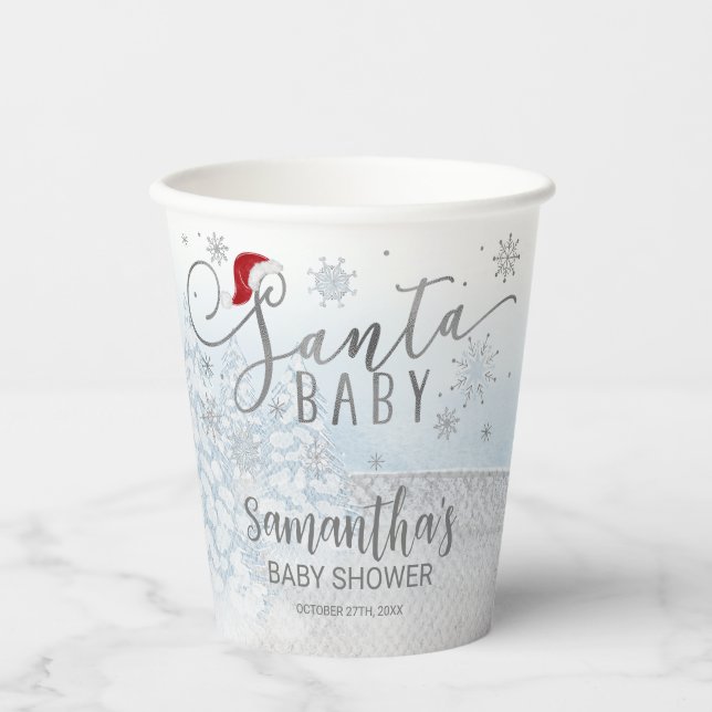 Santa Baby Christmas Boy Baby Dusche Pappbecher (Vorderseite)