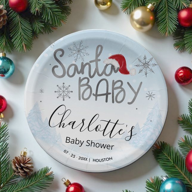 Santa Baby Christmas Boy Baby Dusche Pappteller (Von Creator hochgeladen)