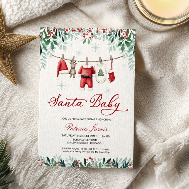 Santa Baby Christmas Boy Baby Shower Einladung (Von Creator hochgeladen)