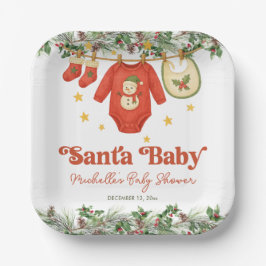 Santa Baby Christmas Clothesline Baby Shower Pappteller