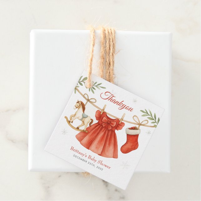 Santa Baby Christmas Clothesline Girl Baby Shower  Geschenkanhänger (Beispiel)