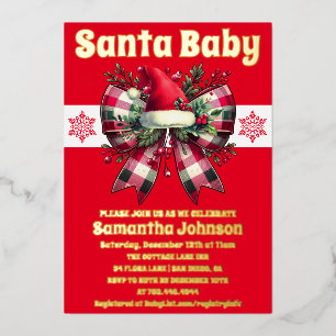 Santa Baby Christmas Coquette Bow Baby Dusche Folieneinladung