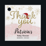 Santa Baby Christmas Girl Baby Dusche Vielen Dank Geschenkanhänger<br><div class="desc">Schöne Kalligraphie mit Schneeflocken,  winterbezogene Babydusche. Einfach mit Ihren Daten personalisiert. Karo der Auflistung,  um passende Elemente als Gehäusekarten zu finden.</div>