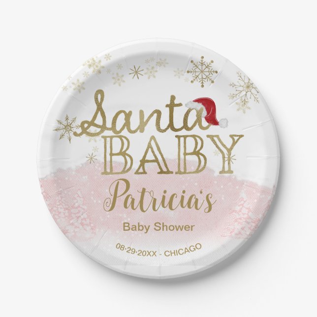 Santa Baby Christmas Girl Baby Shooting Paper Tell Pappteller (Vorderseite)