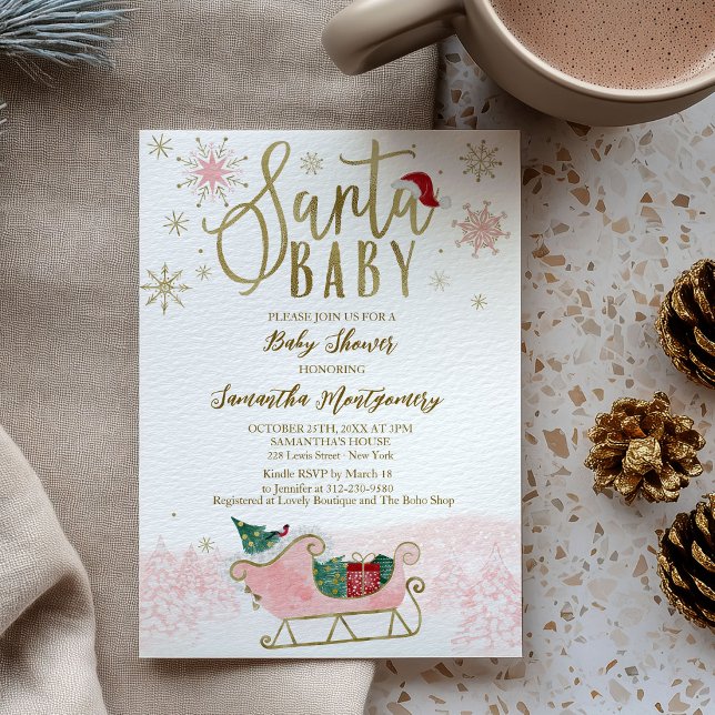 Santa Baby Christmas Girl Babydusche Einladung (Von Creator hochgeladen)