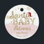 Santa Baby Christmas Girl Babydusche Geschenkanhänger<br><div class="desc">Schöne Kalligraphie mit Schneeflocken,  winterbezogene Babydusche. Einfach mit Ihren Daten personalisieren. Karo der Auflistung,  um passende Elemente als Gehäusekarten zu finden.</div>