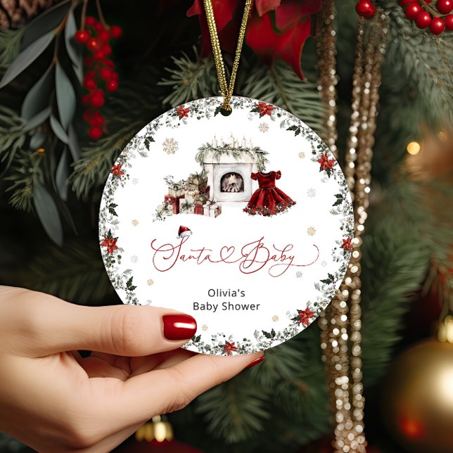 Santa Baby Christmas Girl Babydusche Keramik Ornament (Von Creator hochgeladen)