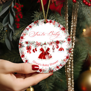 Santa Baby Christmas Girl Babydusche Keramik Ornament