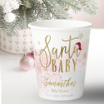 Santa Baby Christmas Girl Babydusche Pappbecher<br><div class="desc">Schöne Kalligraphie mit Schneeflocken,  winterbezogene Babydusche. Einfach mit Ihren Daten personalisieren. Karo der Auflistung,  um passende Elemente als Gehäusekarten zu finden.</div>