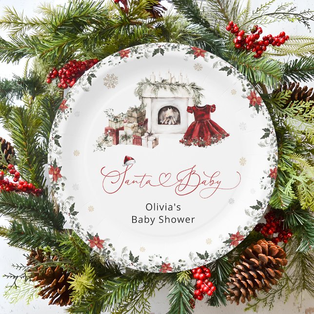 Santa Baby Christmas Girl Babydusche Pappteller (Von Creator hochgeladen)