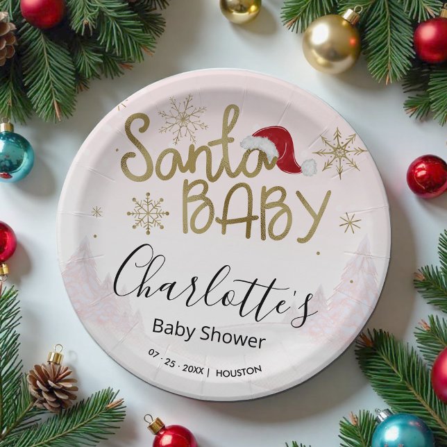 Santa Baby Christmas Girl Babydusche Pappteller (Von Creator hochgeladen)