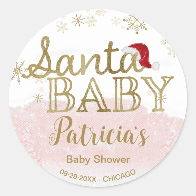 Santa Baby Christmas Girl Babydusche Runder Aufkleber (Vorderseite)