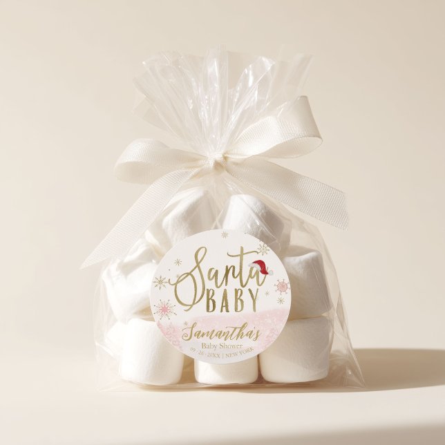 Santa Baby Christmas Girl Babydusche Runder Aufkleber (Von Creator hochgeladen)