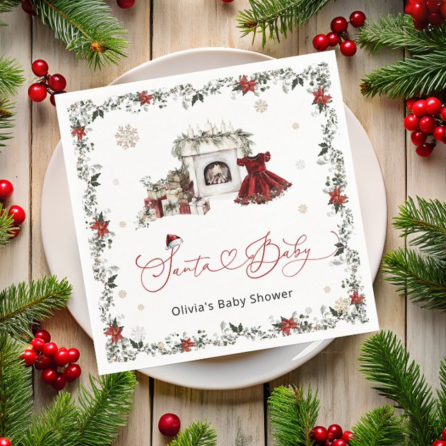 Santa Baby Christmas Girl Babydusche Serviette (Von Creator hochgeladen)