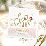 Santa Baby Christmas Girl Babydusche Serviette<br><div class="desc">Schöne Kalligraphie mit Schneeflocken,  winterbezogene Babydusche. Einfach mit Ihren Daten personalisieren. Karo der Auflistung,  um passende Elemente als Gehäusekarten zu finden.</div>