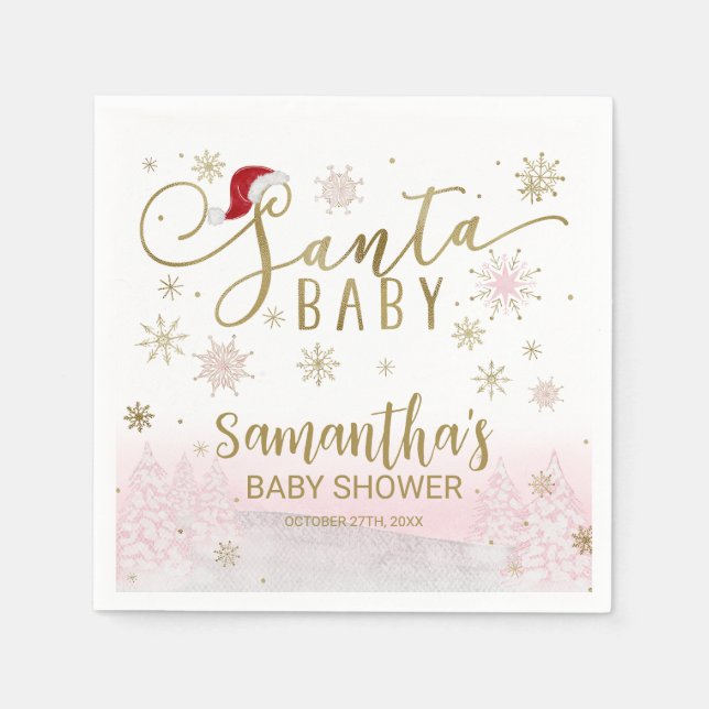 Santa Baby Christmas Girl Babydusche Serviette (Vorderseite)