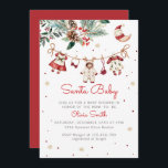 Santa Baby Christmas Girl Clothes Kinderdusche Einladung<br><div class="desc">Diese wunderschöne Aquarell Babydusche lädt mit einer Mistelgarage,  rote Rosen und Babykleidung auf einer Wäscheleine ein. Der Hintergrund ist weiß mit roten und goldenen Schneeflocken,  die überall verteilt sind. Wenn Sie diese Designs für ein passenderes Produkt wünschen,  kontaktieren Sie mich bitte.</div>