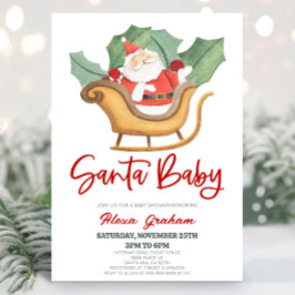 Santa Baby Christmas Holly Santa Claus Babydusche Einladung