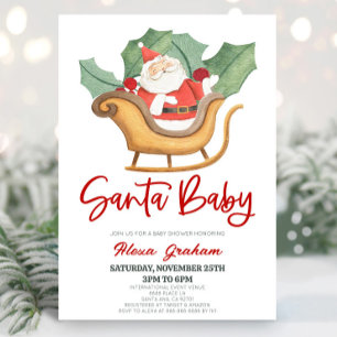 Santa Baby Christmas Holly Santa Claus Babydusche Einladung