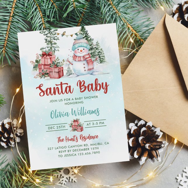 Santa Baby Christmas Snowman Baby Dusche Einladung (Von Creator hochgeladen)