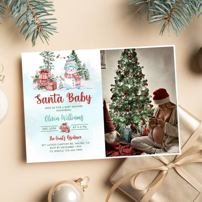 Santa Baby Christmas Snowman Baby Dusche Foto Einladung (Von Creator hochgeladen)