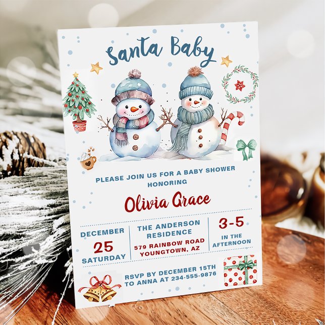 Santa Baby Christmas Snowman Baby Dusche Party Einladung (Von Creator hochgeladen)