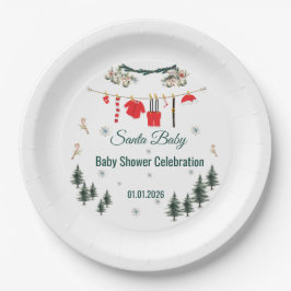 Santa Baby Christmas Theme Baby Shower Pappteller