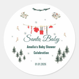 Santa Baby Christmas Theme Baby Shower Runder Aufkleber