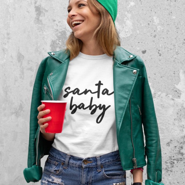 Santa Baby | Christmas Trendy Modern Minimalist T-Shirt (Trendy minimalist holiday shirt created for stylish, cheerful, and comfortable seasonal fashion)