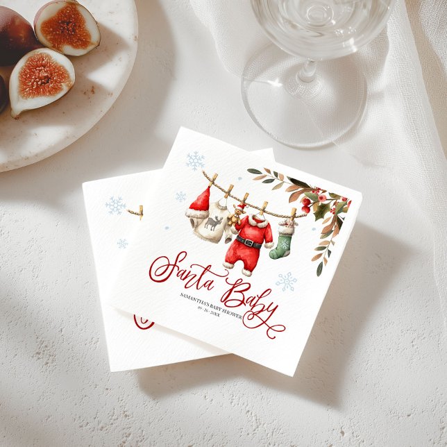 Santa Baby Christmas Winter Baby Shower Napkins Serviette (Von Creator hochgeladen)