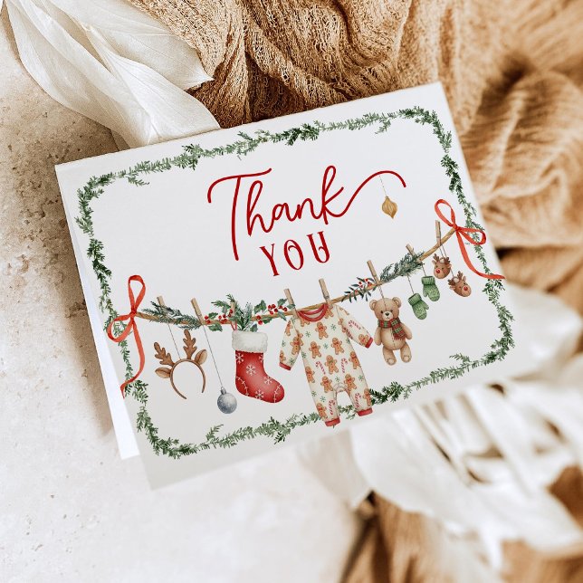Santa Baby Clothesline Baby Shower Thank You Einladung (Von Creator hochgeladen)