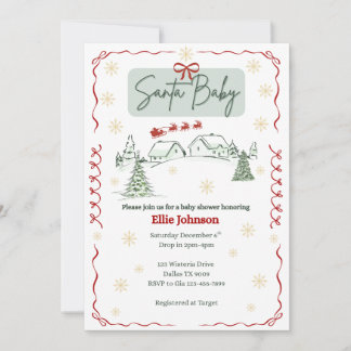 Santa Baby December Baby Shower Invitations Einladung