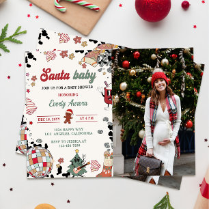 Santa Baby Disco Ball Christmas Baby Dusche Foto Einladung