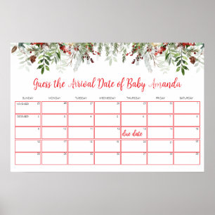 Santa Baby Dusche Baby Due Date Kalender Spiel Poster