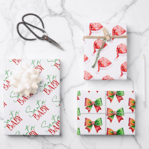 Santa Baby Dusche Bogen und Santa Hut Weihnachten Geschenkpapier Set