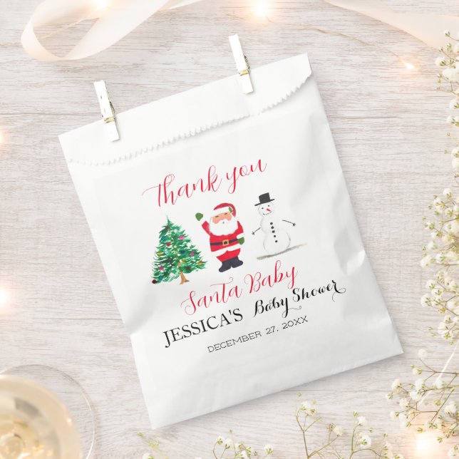 Santa Baby Dusche Red Niedlich Vielen Dank Geschenktütchen (Ausgeschnitten)