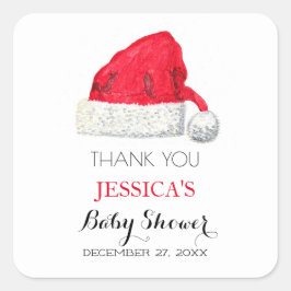 Santa Baby Dusche Red Niedlich Vielen Dank Quadratischer Aufkleber