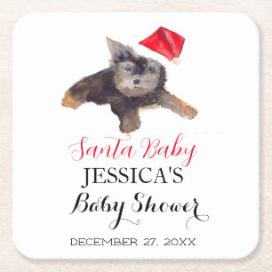 Santa Baby Dusche Red Niedlich Vielen Dank Rechteckiger Pappuntersetzer