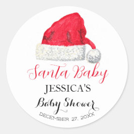 Santa Baby Dusche Red Niedlich Vielen Dank Runder Aufkleber