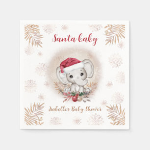 Santa Baby Elephant Christmas Baby Shower Napkins Serviette