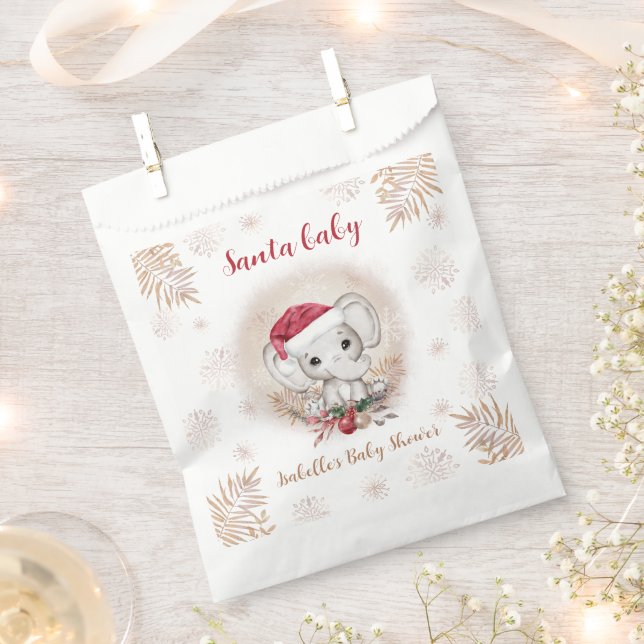 Santa Baby Elephant Christmas Boy Baby Shower Geschenktütchen (Ausgeschnitten)