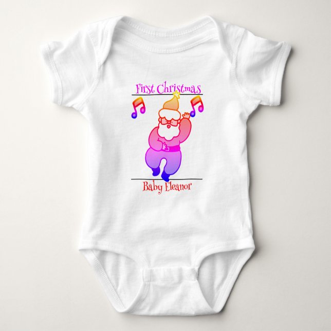 Santa, Baby, erste Weihnachten Baby Strampler (Vorderseite)
