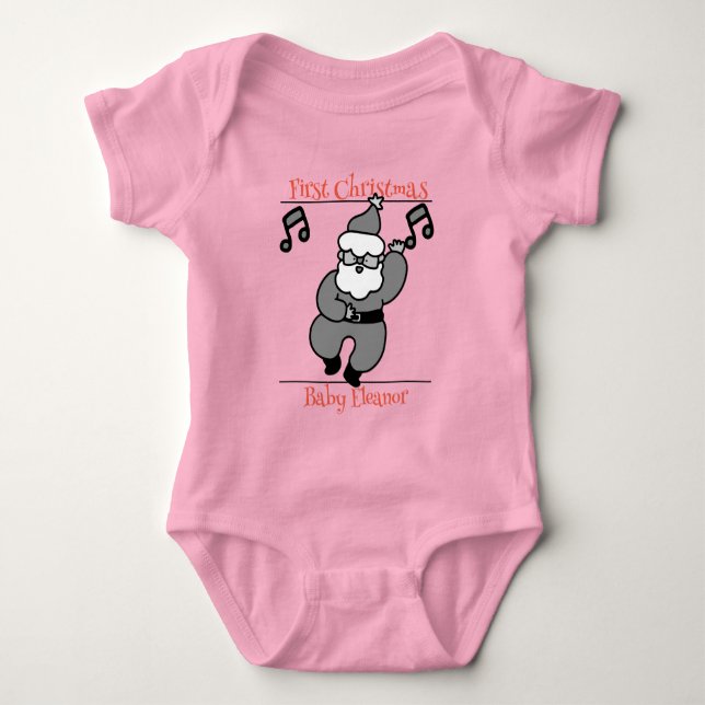 Santa, Baby, erste Weihnachten Baby Strampler (Vorderseite)