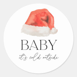 Santa Baby Es ist kalt draußen Baby Dusche Liebhab Runder Aufkleber