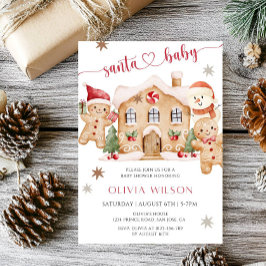 Santa Baby Gingerbread Boy Christmas Baby Shower  Einladung