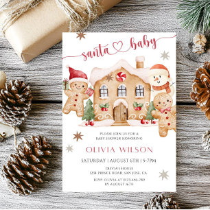 Santa Baby Gingerbread Boy Weihnachts-Baby-Party Einladung