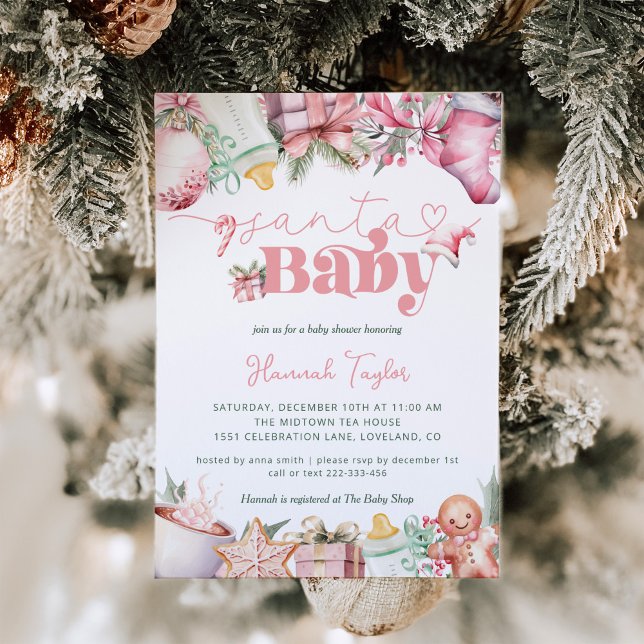 Santa Baby Girl Christmas Baby Shower Einladung (Von Creator hochgeladen)