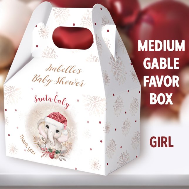 Santa Baby Girl Weihnachtsdusche Medium Geschenkschachtel (Santa Baby Girl Medium Gable Favor Boxes - You can choose from 3 sizes of these gable favor boxes)